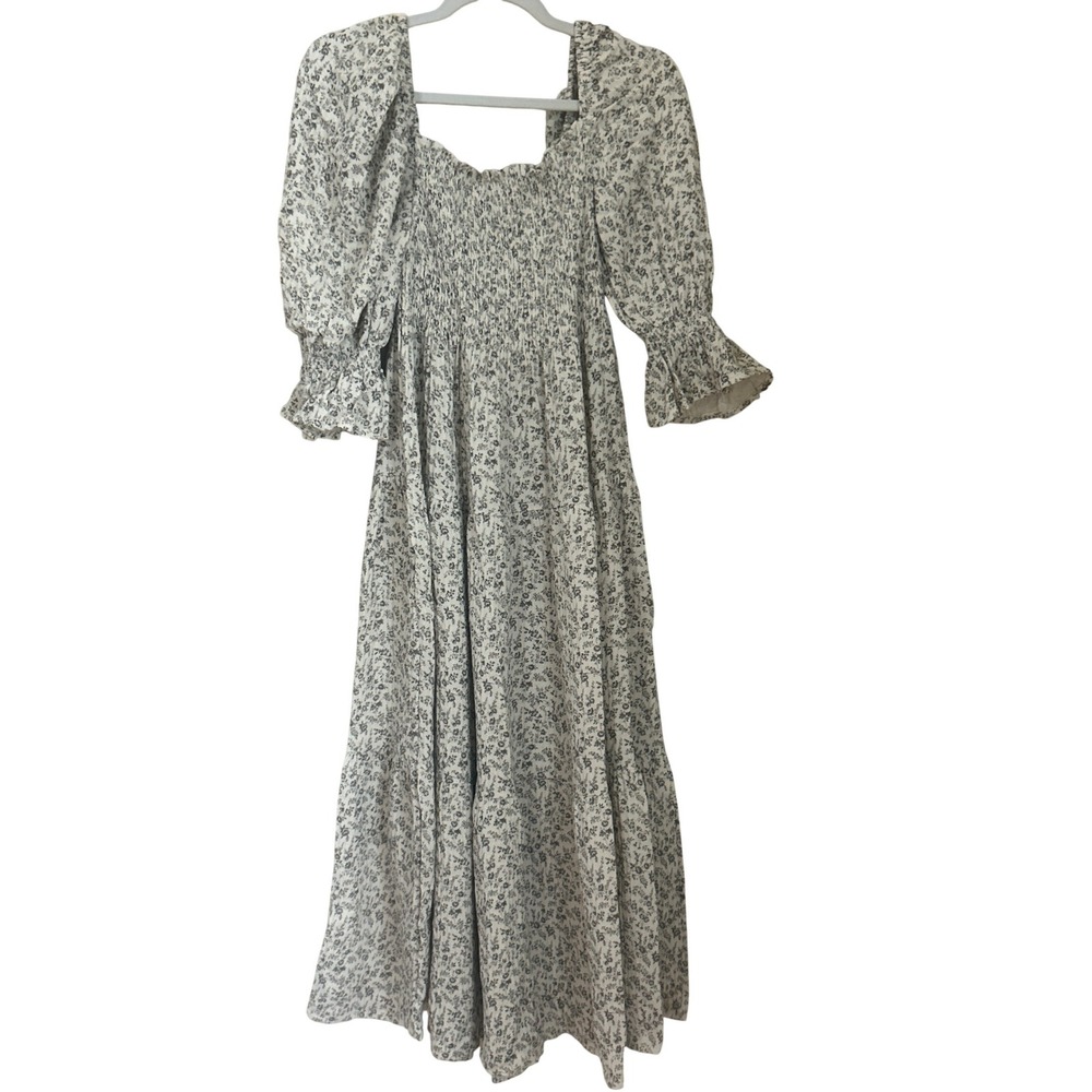 Nothing Fits But Size M Kiko Floral Smocked Cotton Linen Dress Maternity